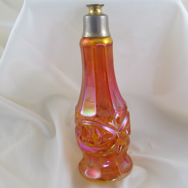 Antique Inwald Marigold Double Diamonds Carnival Glass Perfume Bottle Atomizer