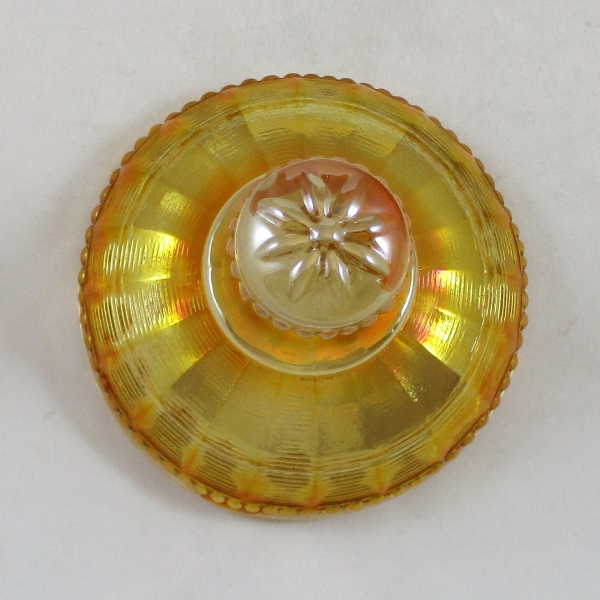 Antique Northwood Marigold Peacock at the Fountain Carnival Glass Sugar Lid Only