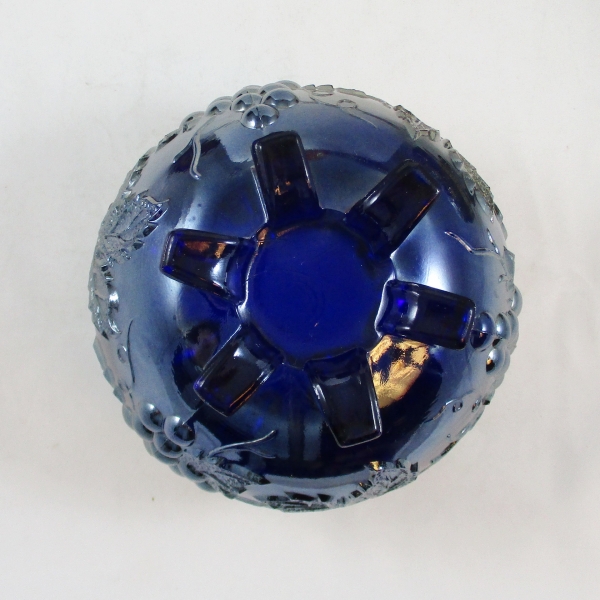 Antique Dugan Blue Grape Delight Carnival Glass Rose Bowl