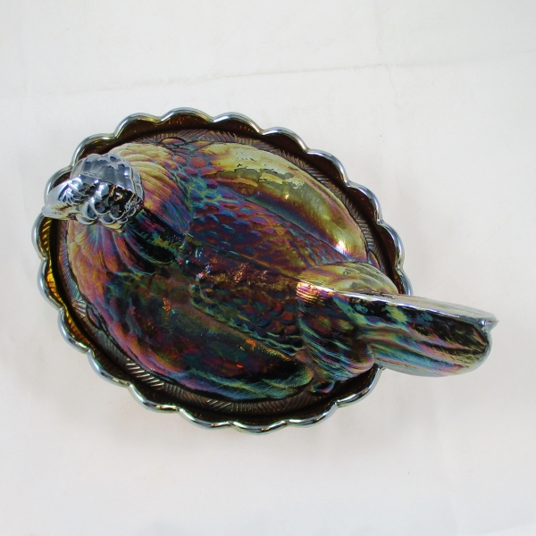 Fenton Amethyst Hen on Nest Carnival Glass Large Covered Dish