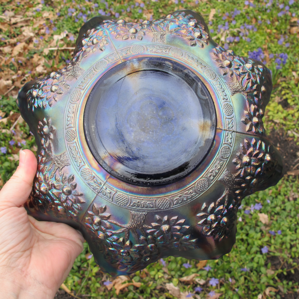 Antique Fenton Cherry Chain Blue Carnival Glass LARGE Bowl