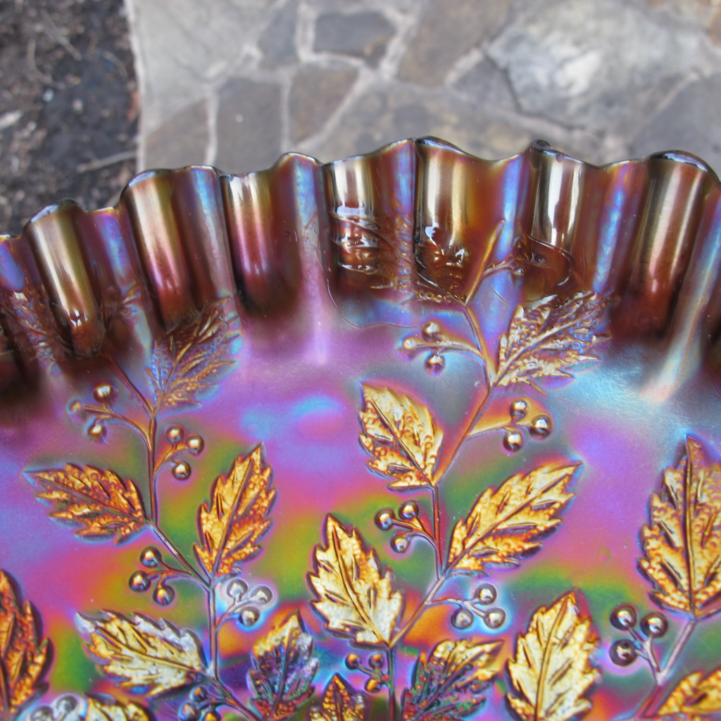 Antique Fenton Holly Amethyst Carnival Glass CRE Bowl – Carnival Glass