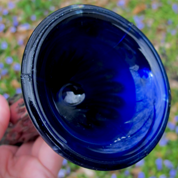 Antique Fenton Rustic Blue Carnival Glass Vase