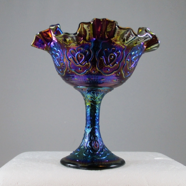 Fenton Amethyst Persian Medallion Carnival Glass Ruffled CRE Compote