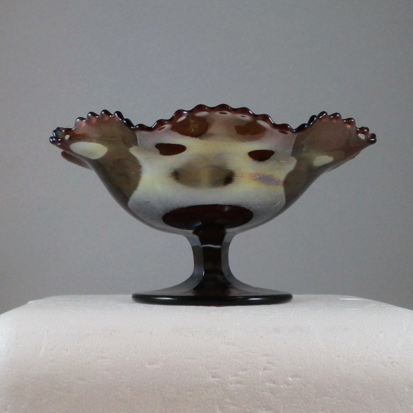Antique Northwood Petals Amethyst Carnival Glass Compote