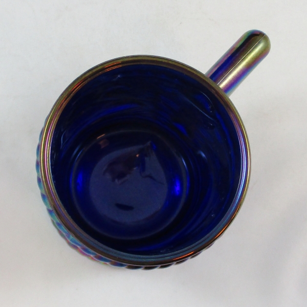 Fenton for Singleton Bailey Cobalt Blue Swan Carnival Glass Mug