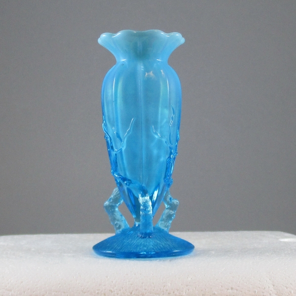 Antique Northwood Blue Opalescent Glass Twigs Vase
