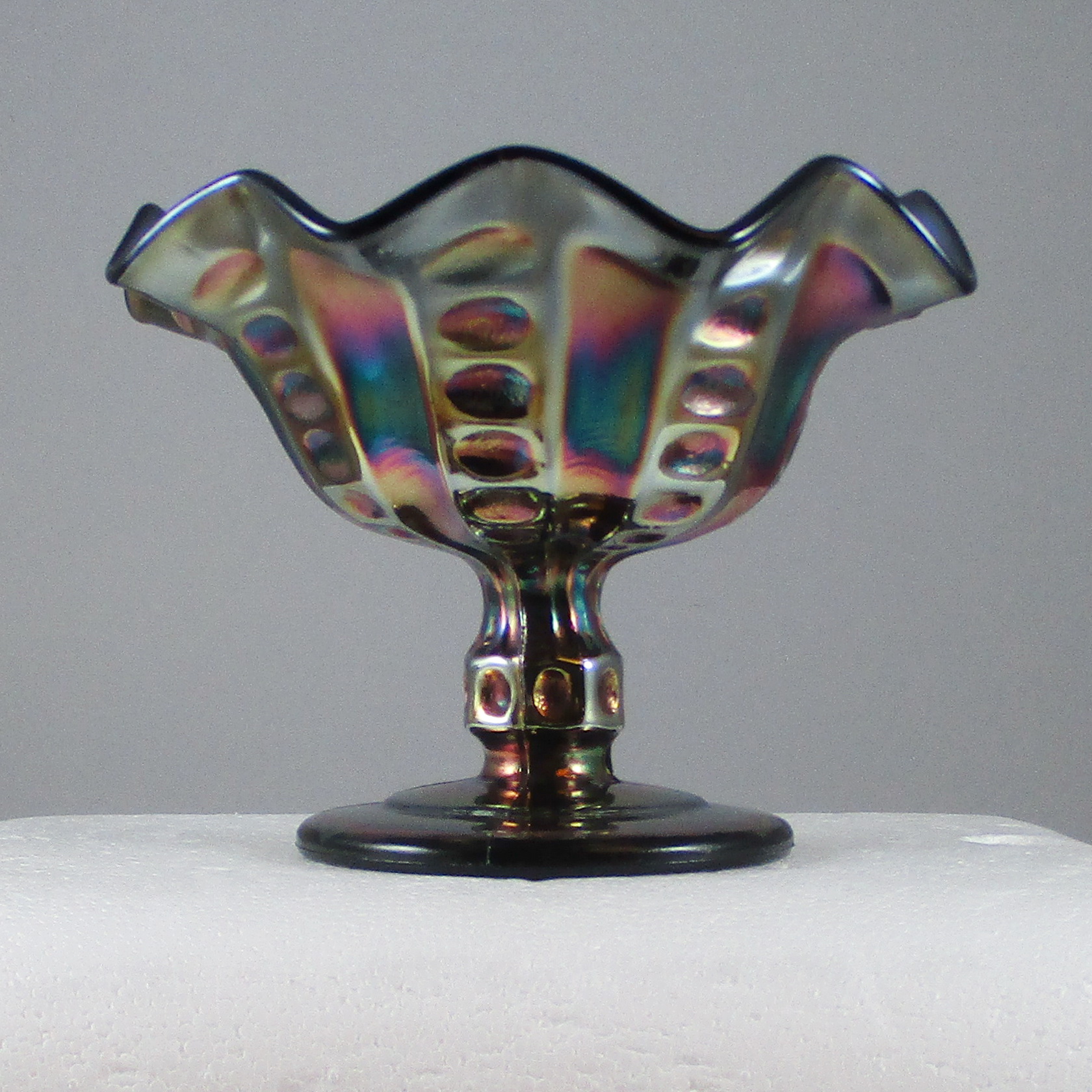 Antique Dugan Amethyst Coin Spot Carnival Glass Compote Carnival Glass