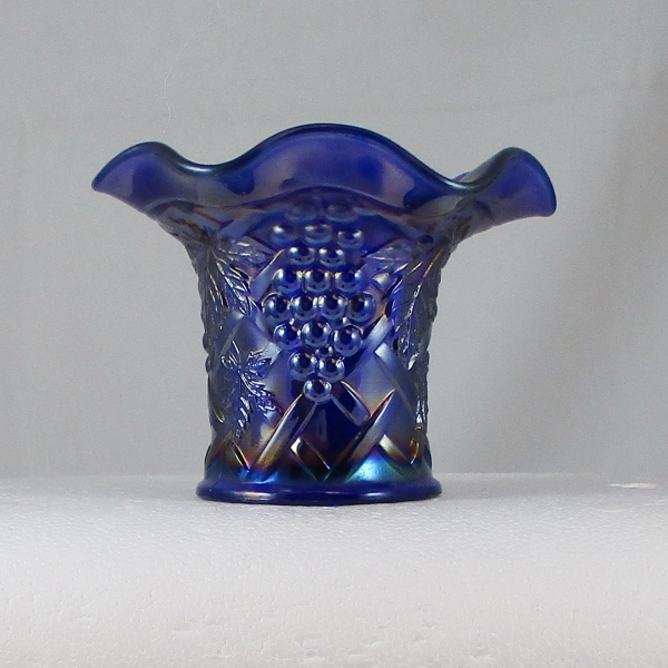 Antique Northwood Cobalt Blue Grape Arbor Carnival Glass Hat Vase