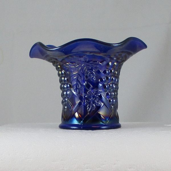 Antique Northwood Cobalt Blue Grape Arbor Carnival Glass Hat Vase