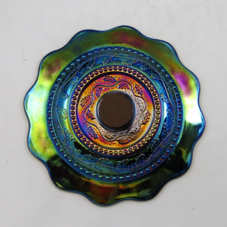 Summit Art Glass Amethyst Holly Carnival Glass Butter Dish Carnival Glass