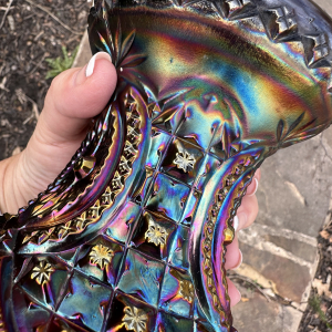 Antique Northwood Amethyst Memphis Carnival Glass Punch Base