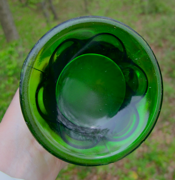 Antique Northwood Leaf Columns Green Carnival Glass Vase