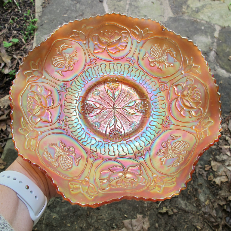Antique Fenton Marigold Dragon & Lotus Carnival Glass Bowl Carnival Glass