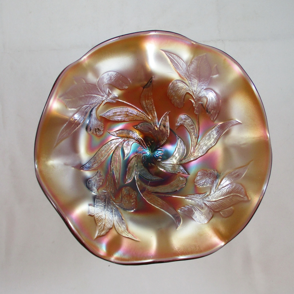 Antique Fenton Amethyst Iris Carnival Glass Compote Carnival Glass