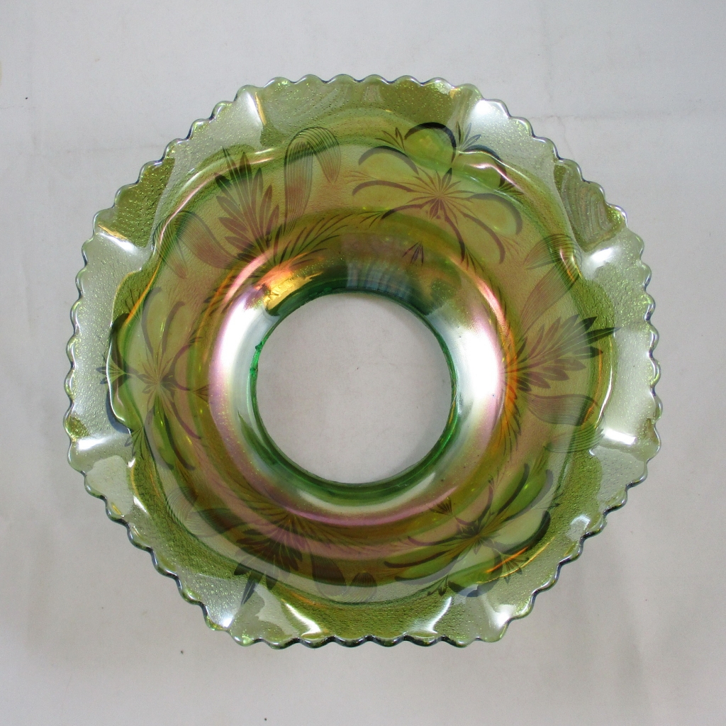 Antique Imperial Green Mayflower 474 C Carnival Glass Gas Lamp Shade