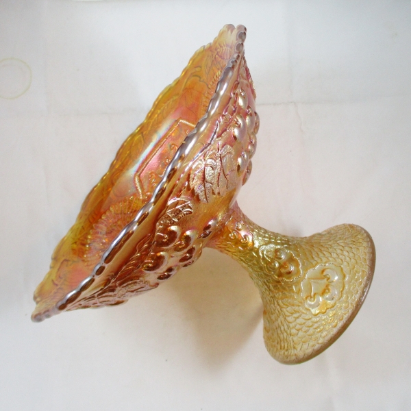 Antique Fenton Marigold Mikado Carnival Glass Round Fruit Compote