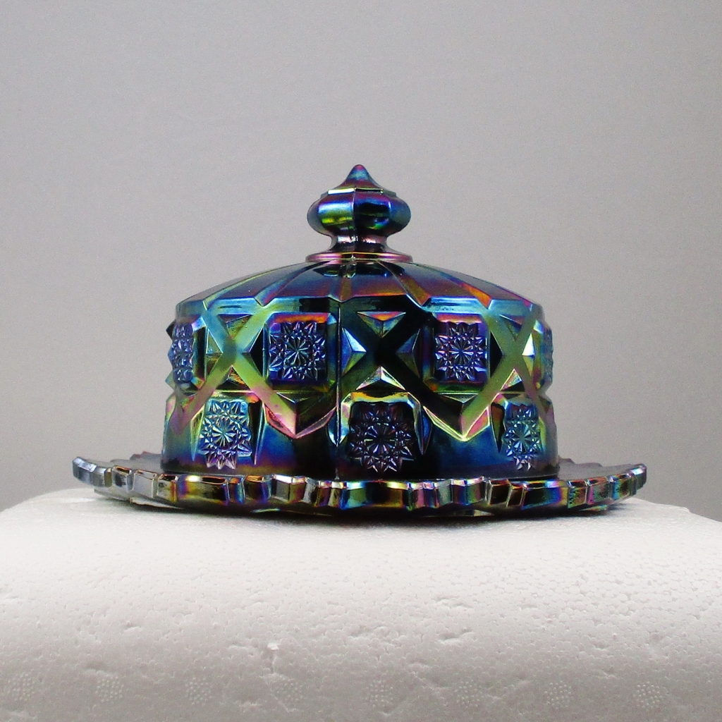 Summit Art Glass Amethyst Holly Carnival Glass Butter Dish Carnival Glass