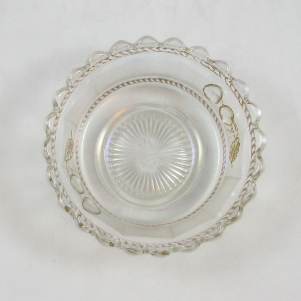 Antique Northwood White with Gold Peach Carnival Glass Sauce Bowl