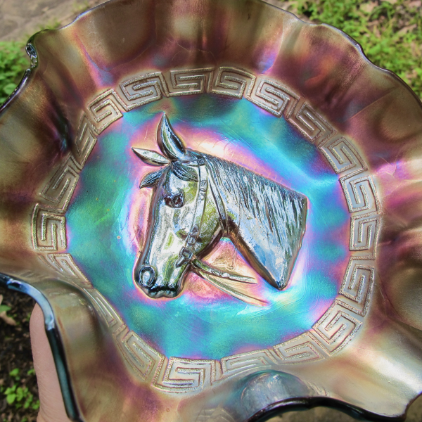 Antique Dugan Pony Amethyst Carnival Glass Bowl