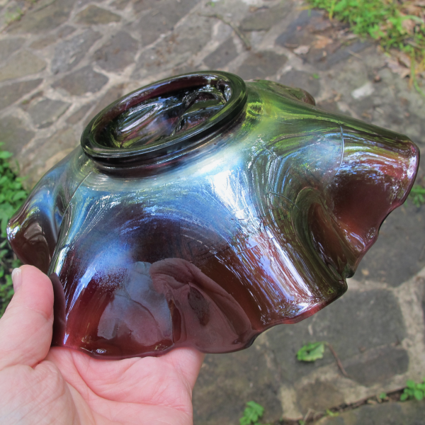 Antique Dugan Pony Amethyst Carnival Glass Bowl