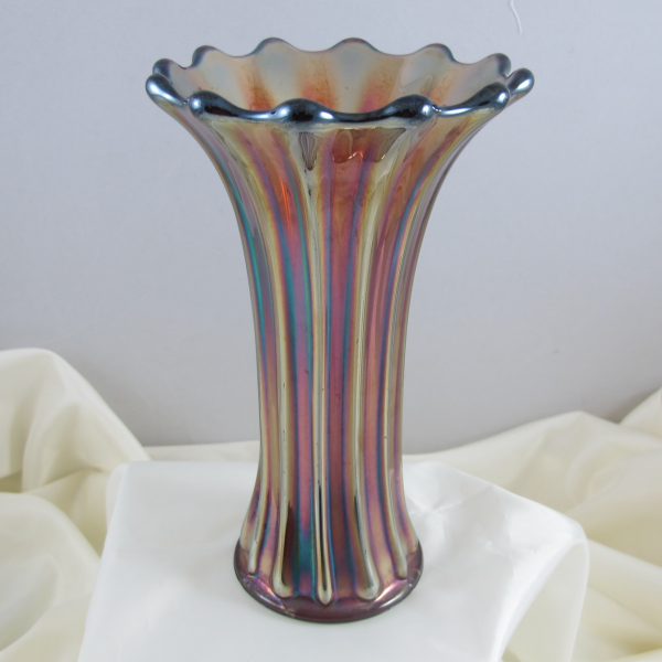 Antique Westmoreland Corinth Amethyst Carnival Glass Flared Vase