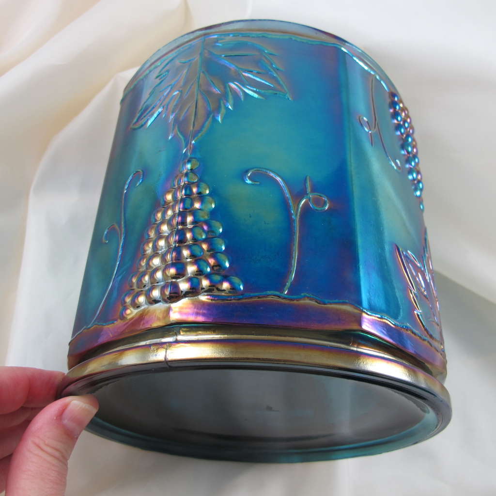 Indiana Blue Harvest Grape Carnival Glass Large Canister Carnival Glass