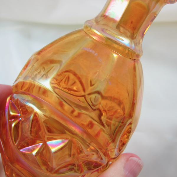 Antique Inwald Double Diamonds Marigold Carnival Glass Perfume Cologne Bottle - Larger