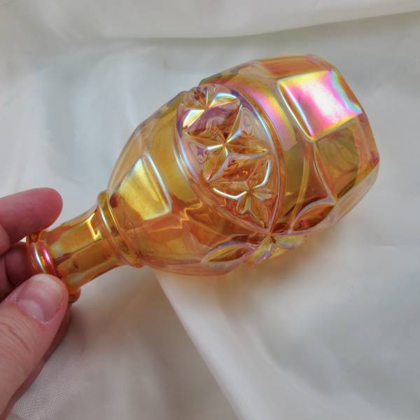Antique Inwald Double Diamonds Marigold Carnival Glass Perfume Cologne Bottle - Larger