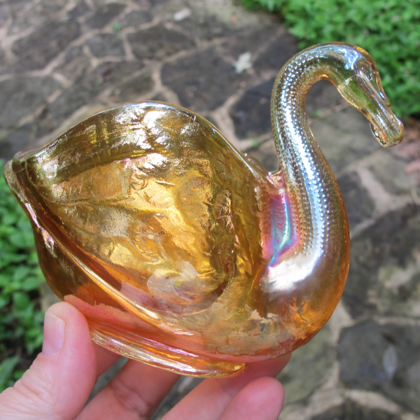 Antique Dugan Diamond Marigold Swan Carnival Glass Swan