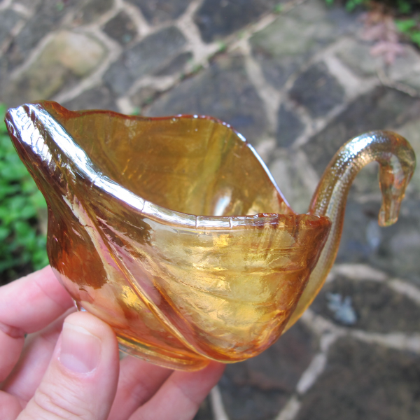 Antique Dugan Diamond Marigold Swan Carnival Glass Swan