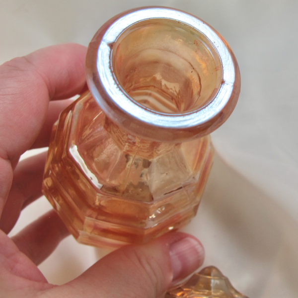 Antique Czech Marigold Ribs Carnival Glass Small Perfume Bottle