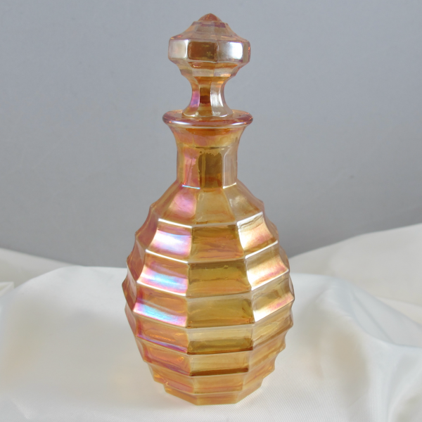 Antique Czech Marigold Ribs Carnival Glass Medium Perfume Bottle
