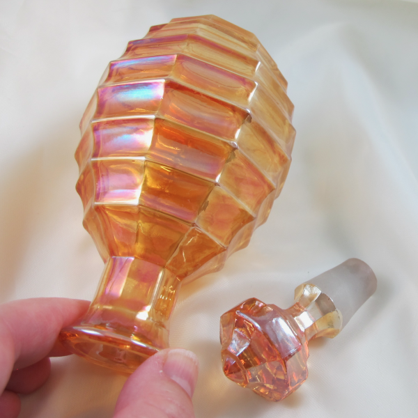 Antique Czech Marigold Ribs Carnival Glass Medium Perfume Bottle