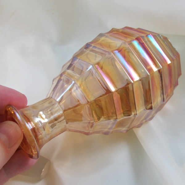 Antique Czech Marigold Ribs Carnival Glass Taller Perfume Bottle