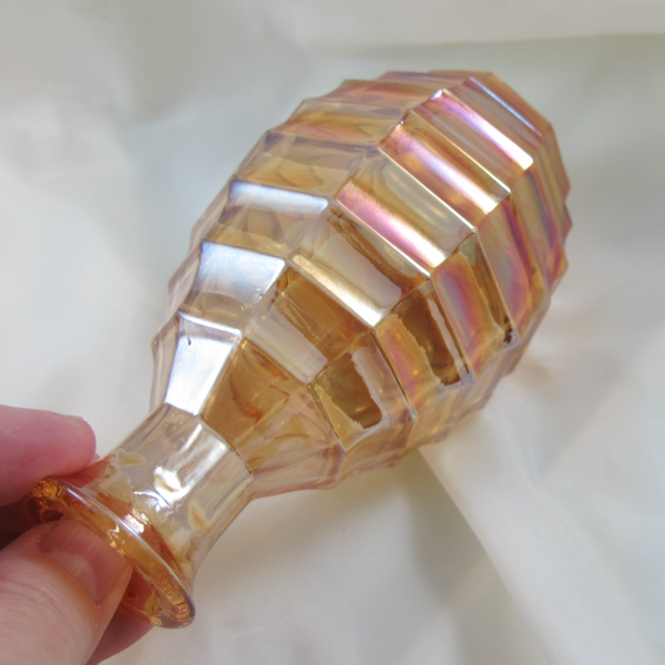 Antique Czech Marigold Ribs Carnival Glass Taller Perfume Bottle