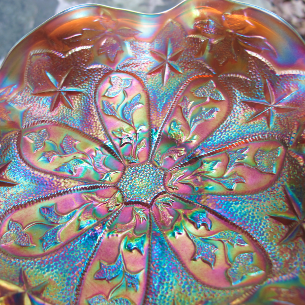 Antique Millersburg Little Stars Amethyst Carnival Glass Bowl