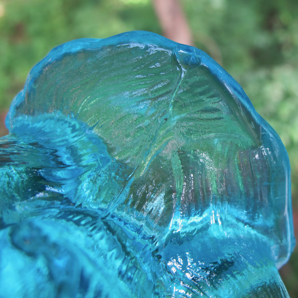 Antique Dugan Blue Opalescent Glass Corn Vase Goofus Painted!