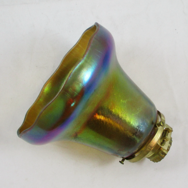 Antique Imperial Nuart #535 Short Light Optic Smoke Carnival Glass Lamp Shade
