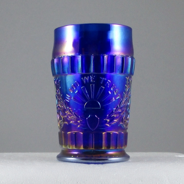 LG Wright Blue God & Home Carnival Glass Tumbler