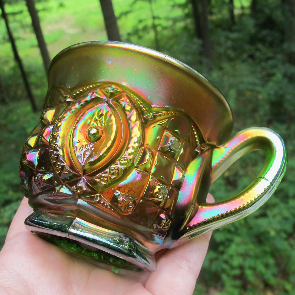 Antique Northwood Memphis Green Carnival Glass Punch Cup Carnival Glass