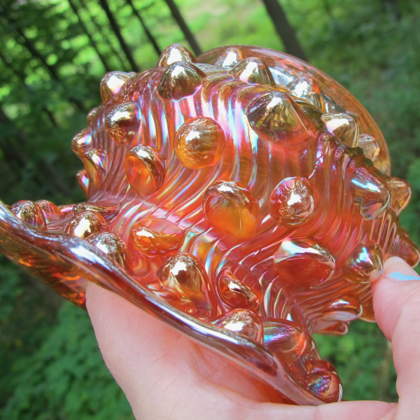 Antique Millersburg Marigold Swirled Hobnail Carnival Glass Spittoon