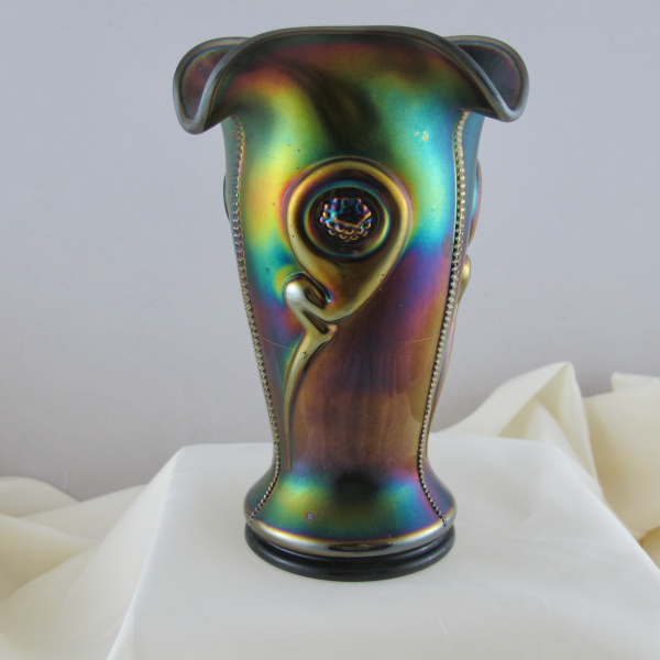 Antique Northwood Tornado Amethyst Carnival Glass Vase