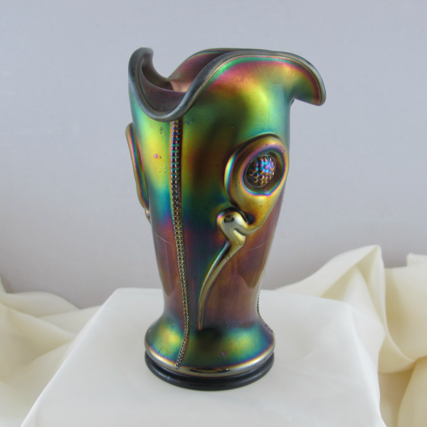 Antique Northwood Tornado Amethyst Carnival Glass Vase