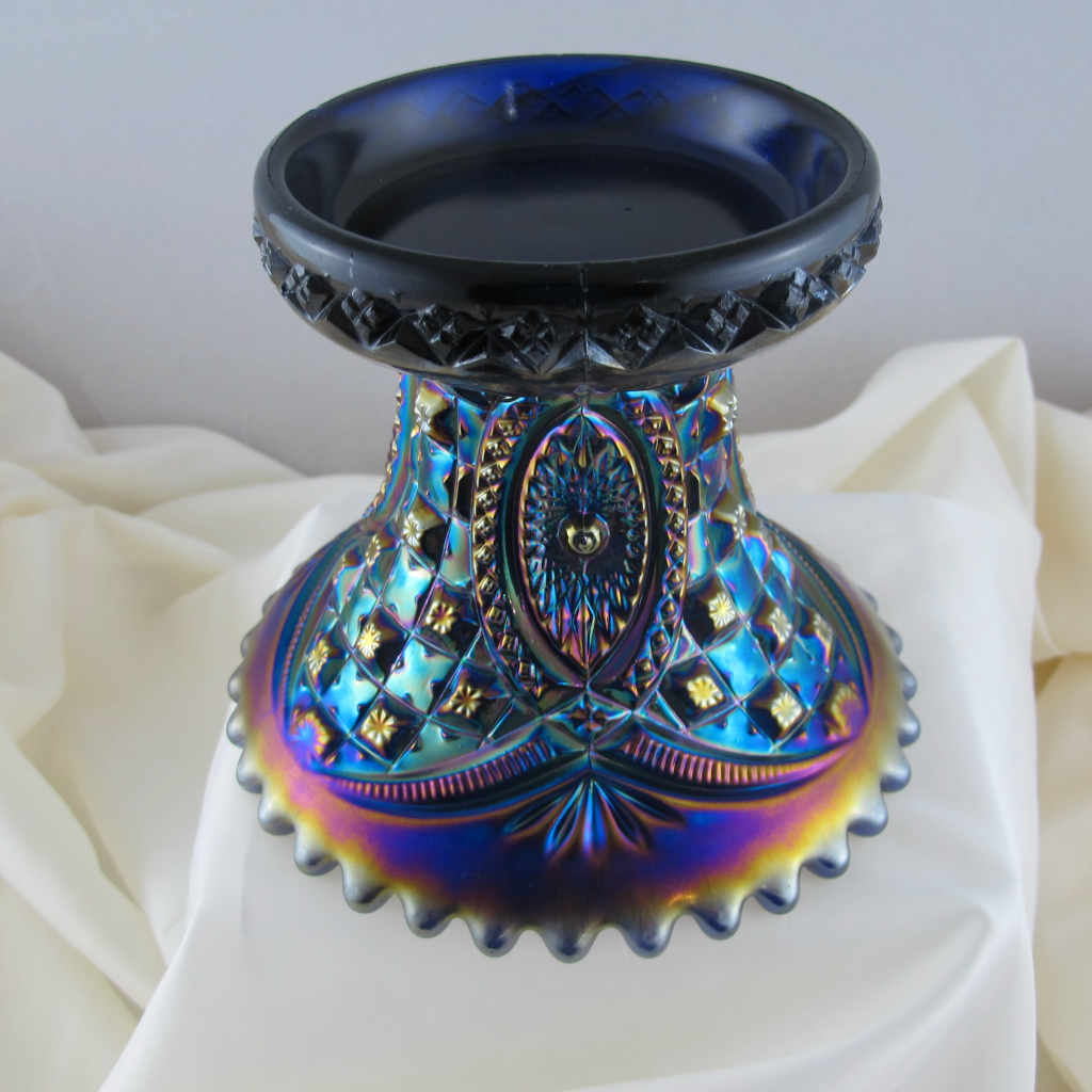 Antique Northwood Electric Blue Memphis Carnival Glass Punch Base