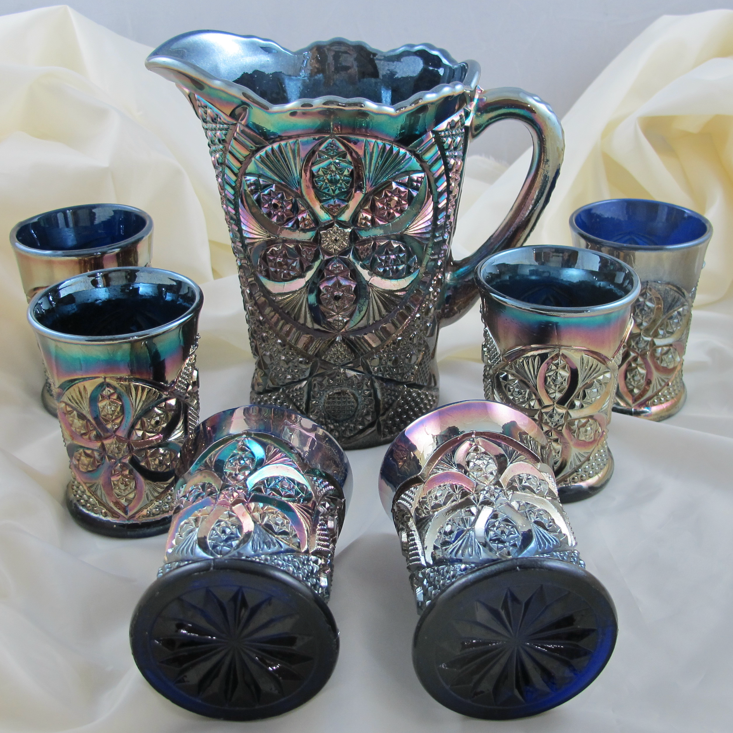 Contemporary Carnival Glass Water Sets and Pitchers