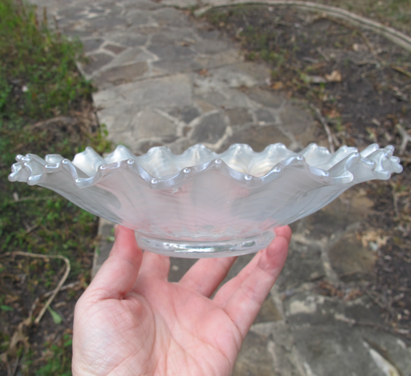 Antique Northwood Nippon White Carnival Glass PCE Bowl - FROSTY