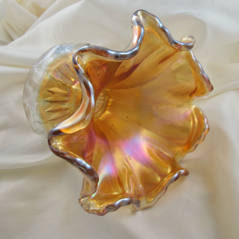 Antique Imperial Flute 393 Marigold Carnival Glass Punch Set (Bowl