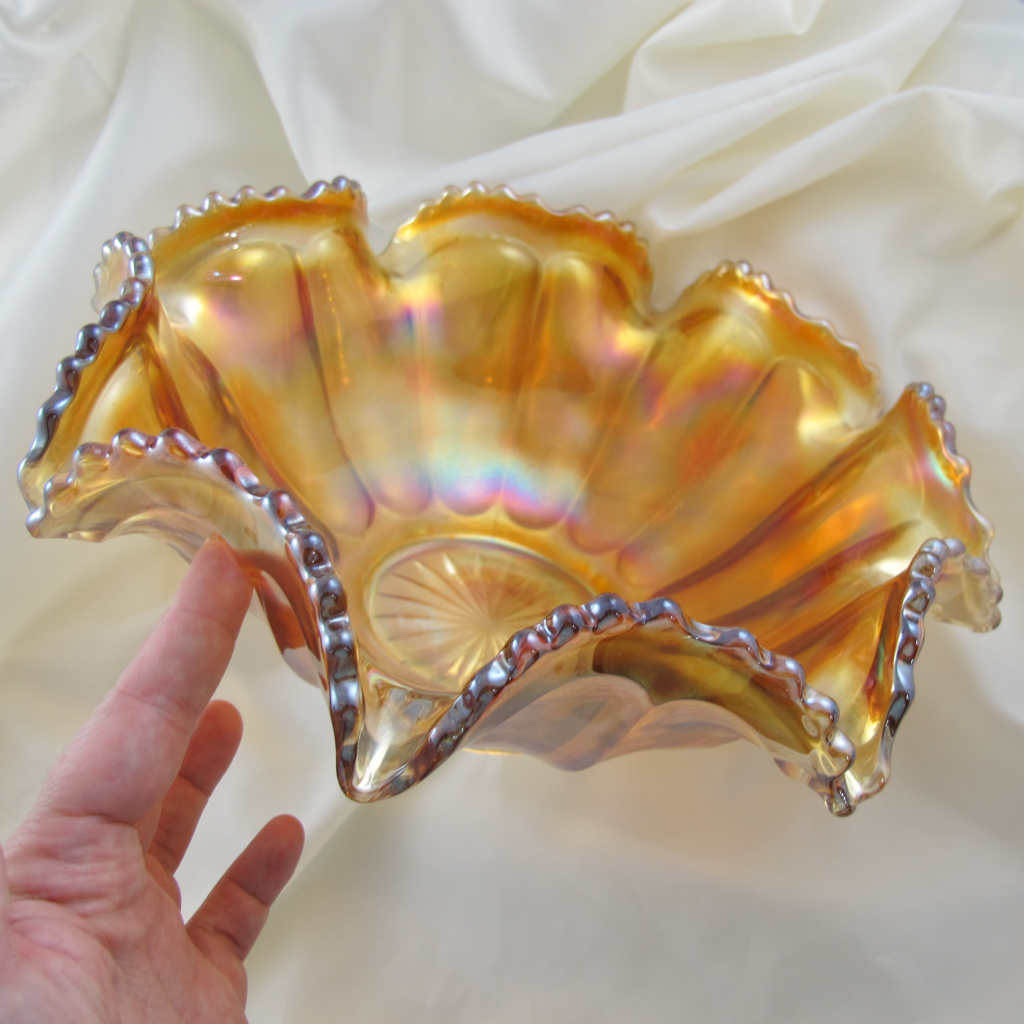 Antique Imperial Flute 393 Marigold Carnival Glass Punch Set (Bowl