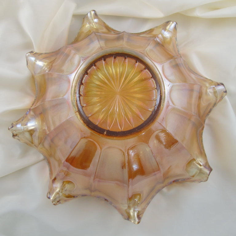 Antique Imperial Flute 393 Marigold Carnival Glass Punch Set (Bowl